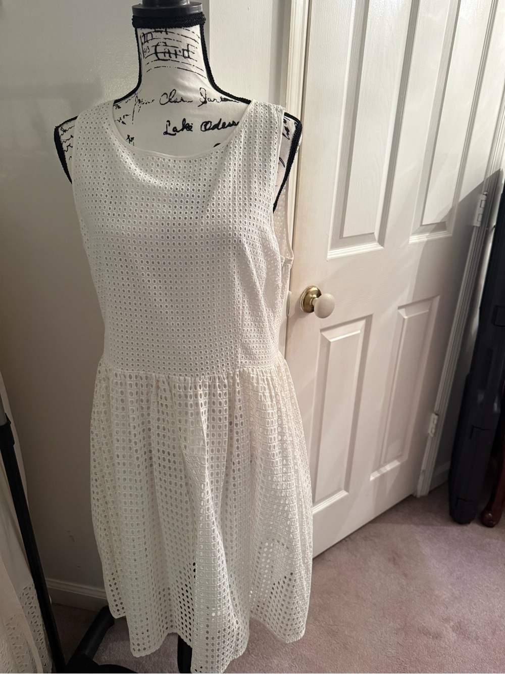 Michael Kors White Eyelet Sleeveless Midi Dress
